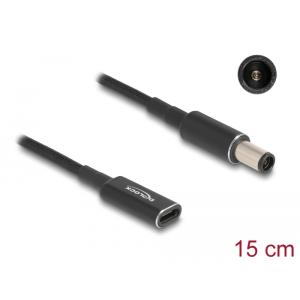 DELOCK καλώδιο τροφοδοσίας 60032, USB-C σε HP 7.4x5.0mm, 15cm, μαύρο | Αξεσουάρ για Laptop | elabstore.gr