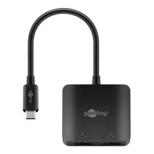 GOOBAY αντάπτορας USB-C σε 2x DisplayPort 60171, 2x 4K, HDR, μαύρος | Καλώδια - Αντάπτορες | elabstore.gr