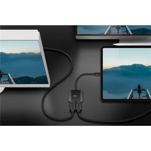 GOOBAY αντάπτορας USB-C σε 2x DisplayPort 60171, 2x 4K, HDR, μαύρος | Καλώδια - Αντάπτορες | elabstore.gr