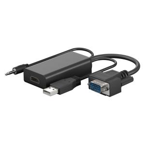 GOOBAY αντάπτορας HDMI σε VGA & 3.5mm 61259, 1080p, μαύρος | Καλώδια - Αντάπτορες | elabstore.gr