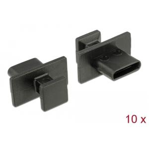 DELOCK κάλυμμα προστασίας για θύρα USB-C 64015 με λαβή, μαύρο, 10τμχ | Καλώδια - Αντάπτορες | elabstore.gr