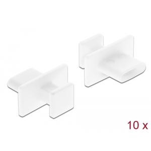 DELOCK κάλυμμα προστασίας για θύρα USB-C 64097 με λαβή, λευκό, 10τμχ | Καλώδια - Αντάπτορες | elabstore.gr
