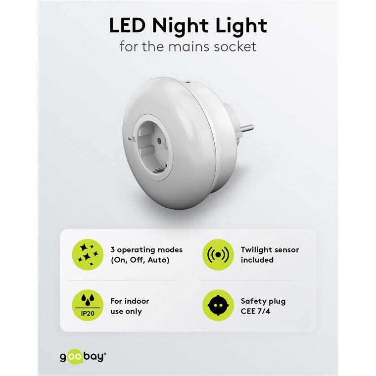 GOOBAY LED φωτιστικό νυκτός 64566 με πρίζα schuko, 6500K, IP20 | eLabstore.gr GOOBAY LED φωτιστικό νυκτός 64566 με πρίζα schuko, 6500K, IP20 | Φωτισμός | elabstore.gr