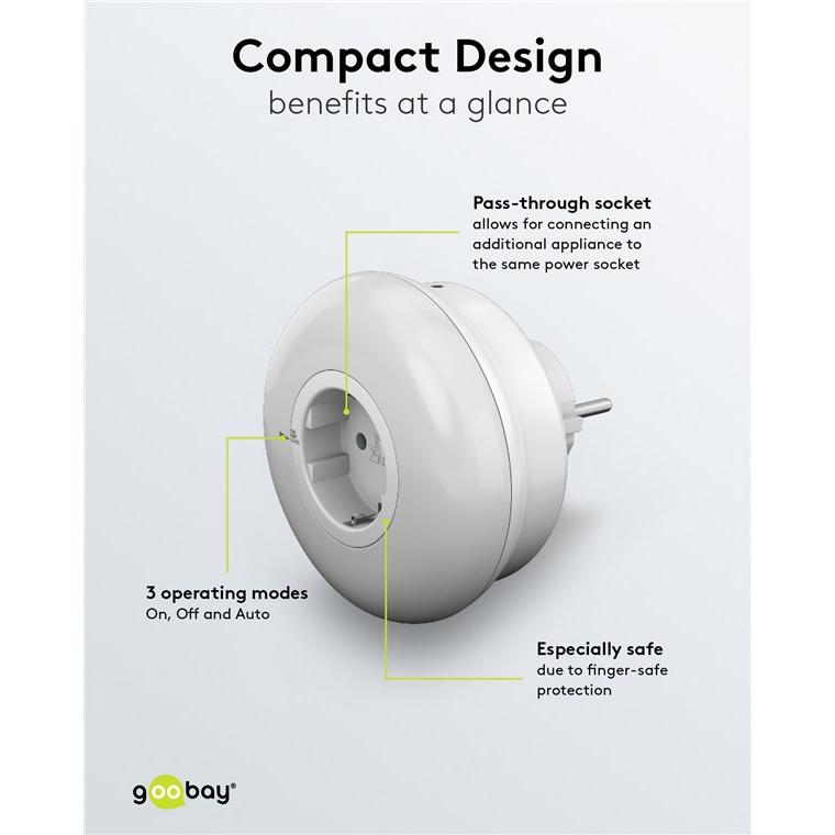 GOOBAY LED φωτιστικό νυκτός 64566 με πρίζα schuko, 6500K, IP20 | eLabstore.gr GOOBAY LED φωτιστικό νυκτός 64566 με πρίζα schuko, 6500K, IP20 | Φωτισμός | elabstore.gr