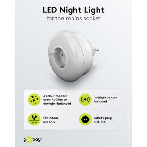 GOOBAY LED φωτιστικό νυκτός 64567, πρίζα schuko, 3 χρώματα φωτός, 6500K | eLabstore.gr GOOBAY LED φωτιστικό νυκτός 64567, πρίζα schuko, 3 χρώματα φωτός, 6500K | Φωτισμός | elabstore.gr