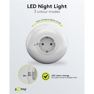 GOOBAY LED φωτιστικό νυκτός 64567, πρίζα schuko, 3 χρώματα φωτός, 6500K | eLabstore.gr GOOBAY LED φωτιστικό νυκτός 64567, πρίζα schuko, 3 χρώματα φωτός, 6500K | Φωτισμός | elabstore.gr