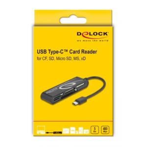 DELOCK card reader 91739 για micro SD/SD/CF/MS/xD, USB-C, μαύρο | Συνοδευτικά PC | elabstore.gr