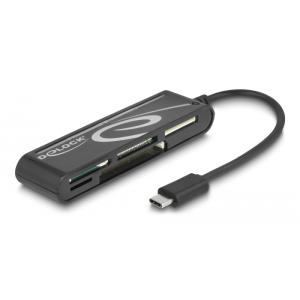 DELOCK card reader 91739 για micro SD/SD/CF/MS/xD, USB-C, μαύρο | Συνοδευτικά PC | elabstore.gr