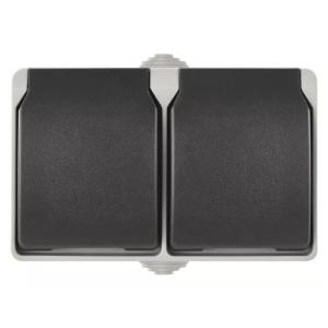 EMOS πρίζα τοίχου A1396.1, διπλή, Schuko, 250V/16A, IP44, γκρι | Εργαλεία | elabstore.gr
