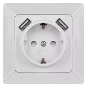 EMOS πρίζα τοίχου A6000.1, 2x USB θύρες, 10.5W, 1x Schuko, 16A, λευκή | Εργαλεία | elabstore.gr