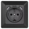 EMOS πρίζα τοίχου A6000.3, 2x USB θύρες, 10.5W, 1x Schuko, 16A, μαύρη | Εργαλεία | elabstore.gr