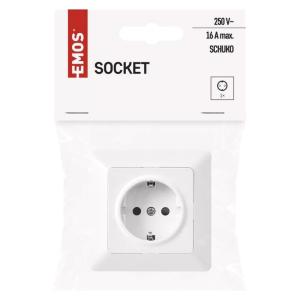 EMOS πρίζα τοίχου A6002.0, μονή, Schuko, 250V/16A, λευκή | Εργαλεία | elabstore.gr