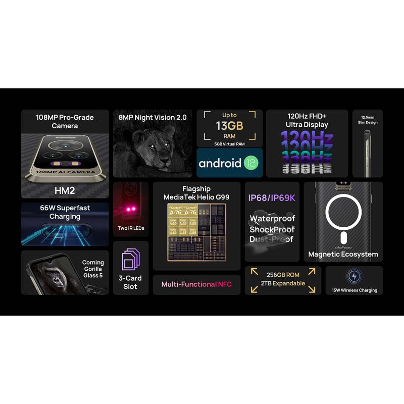 ULEFONE smartphone Armor 17 Pro, 6.58" 8/256GB, 5380mAh, IP68/69K, μαύρο | eLabstore.gr ULEFONE smartphone Armor 17 Pro, 6.58" 8/256GB, 5380mAh, IP68/69K, μαύρο | Mobile Συσκευές | elabstore.gr