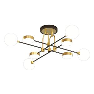 POWERTECH φωτιστικό οροφής HLL-0100, 4x E27 + 4x LED, μεταλλικό, χρυσό | Φωτισμός | elabstore.gr
