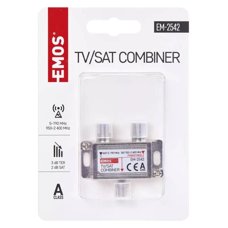 EMOS TV/SAT combiner J0198, 5–2.400MHz, 3dB TER/2dB SAT | eLabstore.gr EMOS TV/SAT combiner J0198, 5–2.400MHz, 3dB TER/2dB SAT | Εικόνα & Ήχος | elabstore.gr