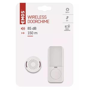 EMOS ασύρματο κουδούνι P5734 με 10 μελωδίες, 150m, 85dB, IP56, λευκό | Εργαλεία | elabstore.gr