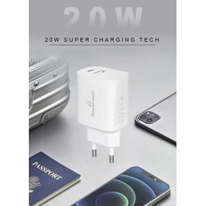 POWERTECH φορτιστής τοίχου PT-1040, USB & USB-C, PD QC3.0, 20W, λευκός | Αξεσουάρ κινητών | elabstore.gr