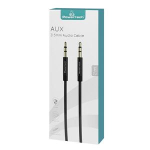 POWERTECH καλώδιο 3.5mm prime PTR-0087, AUX, 3 pin, copper, 2m, μαύρο | Καλώδια - Αντάπτορες | elabstore.gr