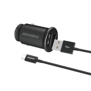 ROCKROSE φορτιστής αυτοκινήτου Ranger P2 με καλώδιο, 2x USB, 12W, μαύρος | Αξεσουάρ κινητών | elabstore.gr