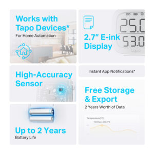 TP-LINK smart θερμόμετρο & υγρασιόμετρο Tapo T315, -20~60 °C, Ver 1.0 | Συναγερμοί | elabstore.gr