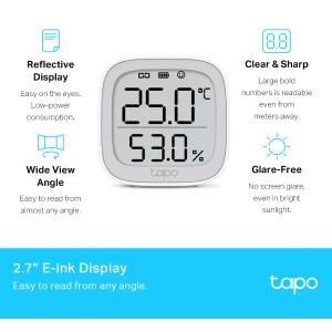 TP-LINK smart θερμόμετρο & υγρασιόμετρο Tapo T315, -20~60 °C, Ver 1.0 | Συναγερμοί | elabstore.gr