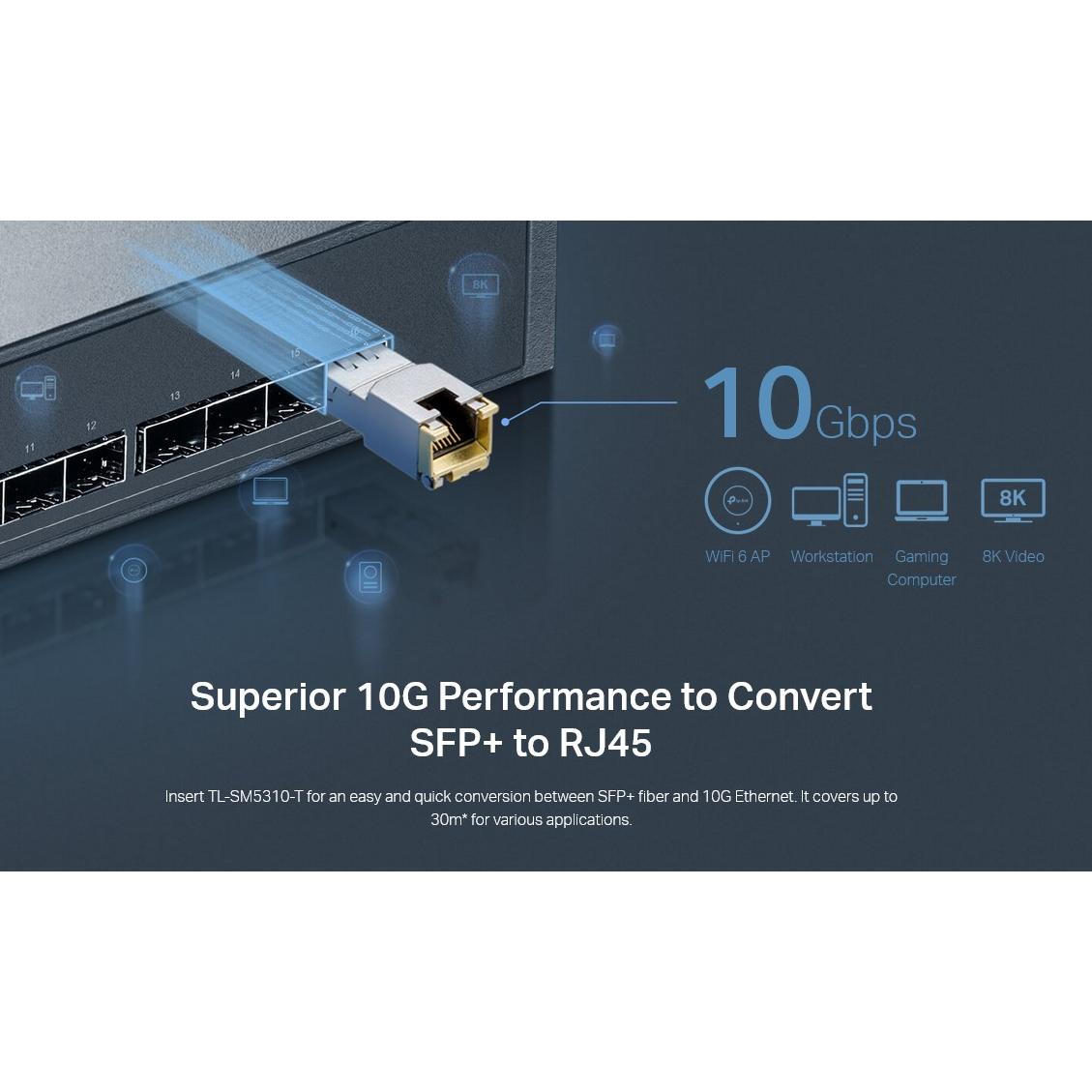 TP-LINK 10G BASE-T RJ45 SFP+ Module TL-SM5310-T, έως 30m, Ver. 1.0 | eLabstore.gr TP-LINK 10G BASE-T RJ45 SFP+ Module TL-SM5310-T, έως 30m, Ver. 1.0 | Δικτυακά | elabstore.gr