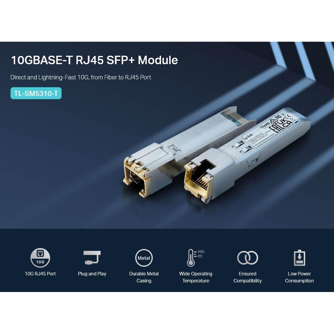 TP-LINK 10G BASE-T RJ45 SFP+ Module TL-SM5310-T, έως 30m, Ver. 1.0 | eLabstore.gr TP-LINK 10G BASE-T RJ45 SFP+ Module TL-SM5310-T, έως 30m, Ver. 1.0 | Δικτυακά | elabstore.gr