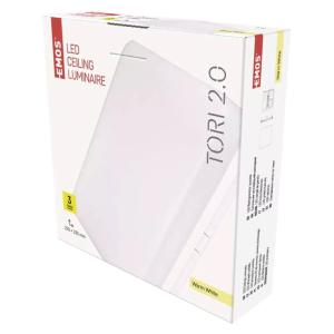 EMOS LED φωτιστικό οροφής ZM4123, 15W, 1250lm, 3000K, 22x22cm, λευκό | Φωτισμός | elabstore.gr