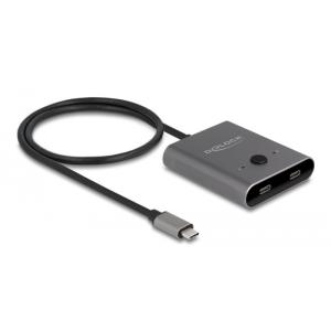 DELOCK USB-C switch 11500, 2 σε 1, bidirectional, 8K, 10Gbps, γκρι | Καλώδια - Αντάπτορες | elabstore.gr