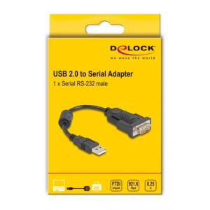 DELOCK καλώδιο USB σε RS-232 61549, 921.6Kbps, 0.25m, μαύρο | Καλώδια - Αντάπτορες | elabstore.gr