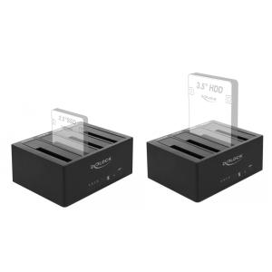 DELOCK docking station 64063, clone function, 4x HDD/SSD 6Gb/s, μαύρο | Συνοδευτικά PC | elabstore.gr