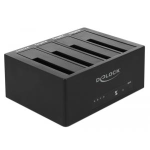 DELOCK docking station 64063, clone function, 4x HDD/SSD 6Gb/s, μαύρο | Συνοδευτικά PC | elabstore.gr