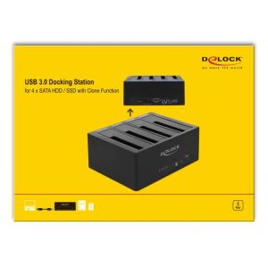 DELOCK docking station 64063, clone function, 4x HDD/SSD 6Gb/s, μαύρο | eLabstore.gr