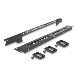DELOCK Keystone patch panel 66237, 19"/1U, 16x ports, 3x γάντζοι, μαύρο | Εξοπλισμός IT | elabstore.gr