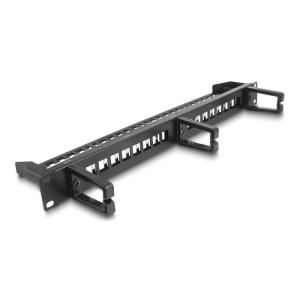 DELOCK Keystone patch panel 66237, 19"/1U, 16x ports, 3x γάντζοι, μαύρο | Εξοπλισμός IT | elabstore.gr