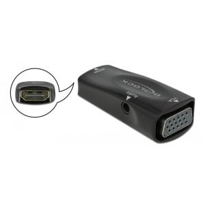 DELOCK αντάπτορας HDMI σε VGA 66560, 1080p/60Hz, μαύρος | Καλώδια - Αντάπτορες | elabstore.gr