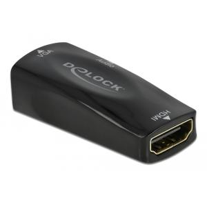 DELOCK αντάπτορας HDMI σε VGA 66560, 1080p/60Hz, μαύρος | Καλώδια - Αντάπτορες | elabstore.gr