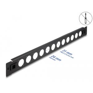 DELOCK D-Type patch panel 66900, 19"/1U, 12x ports, μαύρο | Εξοπλισμός IT | elabstore.gr