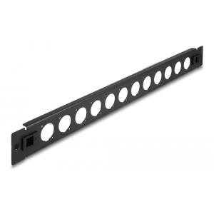 DELOCK D-Type patch panel 66900, 19"/1U, 12x ports, μαύρο | Εξοπλισμός IT | elabstore.gr