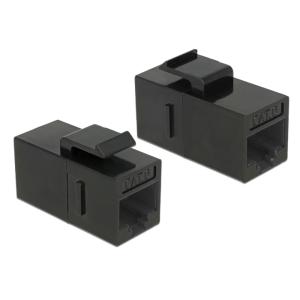 DELOCK Keystone module RJ45 86381, θηλυκό σε θηλυκό, Cat 6 UTP, μαύρο | Εξοπλισμός IT | elabstore.gr