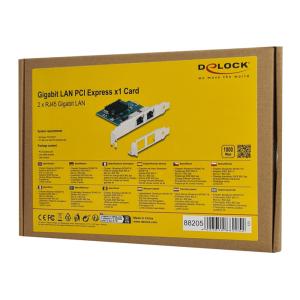 DELOCK κάρτα επέκτασης PCIe x1 σε 2x RJ45 Gigabit 88205, 1000Mbps | Δικτυακά | elabstore.gr