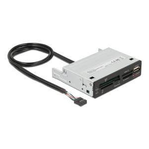 DELOCK USB 9-pin card reader 91708, CF/SD/XD/MS/Micro SD/USB, 3.5" bay | Συνοδευτικά PC | elabstore.gr
