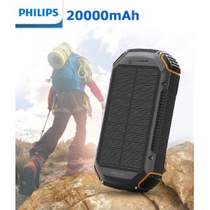 PHILIPS power bank με φακό DLP7726N, ηλιακό, 20000mAh, 15W, μαύρο | Αξεσουάρ κινητών | elabstore.gr