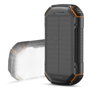 PHILIPS power bank με φακό DLP7726N, ηλιακό, 20000mAh, 15W, μαύρο | Αξεσουάρ κινητών | elabstore.gr