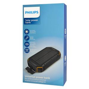 PHILIPS power bank με φακό DLP7726N, ηλιακό, 20000mAh, 15W, μαύρο | Αξεσουάρ κινητών | elabstore.gr