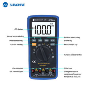 SUNSHINE ψηφιακό πολύμετρο DT-17N, AC 700V/DC 1000V, AC/DC 10A | Εργαλεία | elabstore.gr