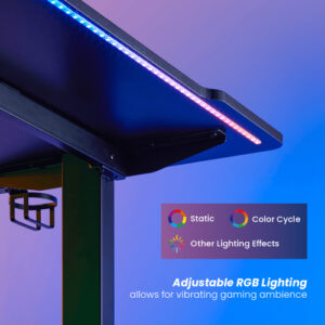 BRATECK gaming γραφείο GMD11-3, ρυθμιζόμενο ύψος, 136x60cm, RGB, μαύρο | Αναλώσιμα - Είδη Γραφείου | elabstore.gr