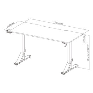 BRATECK gaming γραφείο GMD11-3, ρυθμιζόμενο ύψος, 136x60cm, RGB, μαύρο | eLabstore.gr