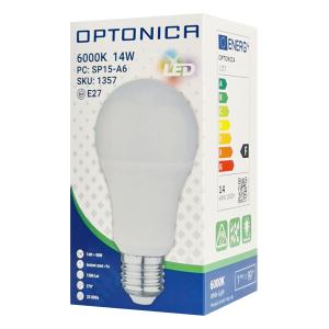 OPTONICA LED λάμπα A60 1357, 14W, 6000K, E27, 1380lm | Φωτισμός | elabstore.gr