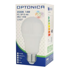 OPTONICA LED λάμπα A60 1358, 14W, 4500K, E27, 1380lm | Φωτισμός | elabstore.gr